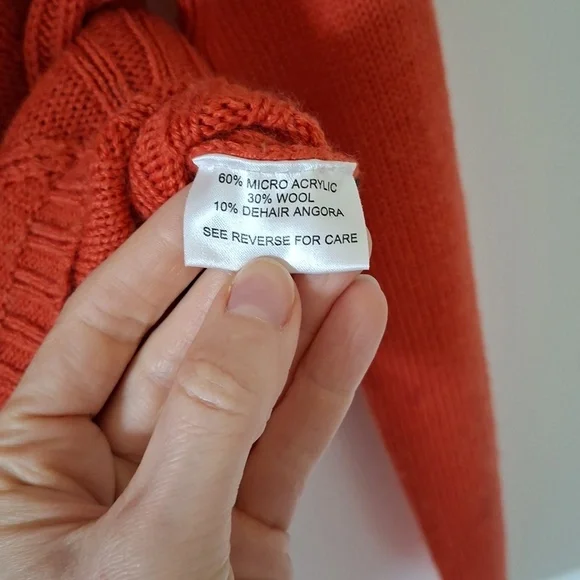 Michel Rene Women's Orange Double-Breasted Wool/Angora-blend Cardigan (Size M) - Picture 8 of 9